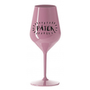PÁTEK - světle růžová nerozbitná sklenice na víno 470 ml