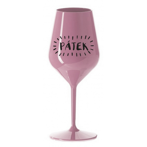 PÁTEK - světle růžová nerozbitná sklenice na víno 470 ml