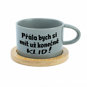 PŘÁLA BYCH SI MÍT UŽ KONEČNĚ KLID! - šedý hrníček makronka 200 ml