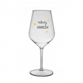 TEKUTÝ DÁREČEK - čirá nerozbitná sklenice na víno 470 ml