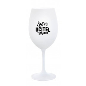 SUPER UČITEL - bílá sklenice na víno 350 ml 