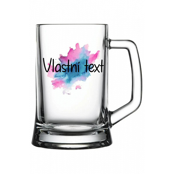 Personalizovaná pivní sklenice s barevnou skvrnou