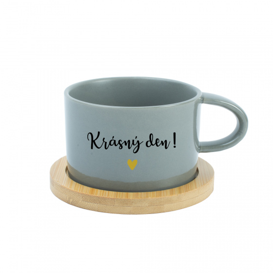KRÁSNÝ DEN! - šedý hrníček makronka 200 ml