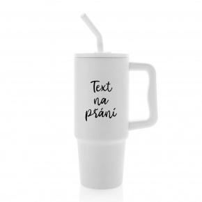 TEXT NA PŘÁNÍ - bílý cestovní termohrnek 900 ml  