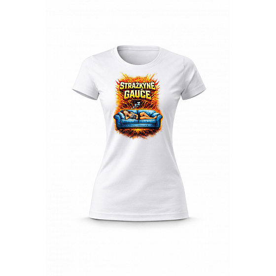 Dámské bavlněné tričko s potiskem - STRÁŽKYNĚ GAUČE - bílé