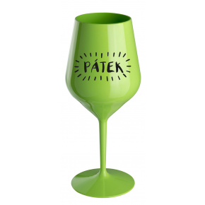 PÁTEK - zelená nerozbitná sklenice na víno 470 ml