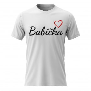 Dámské bavlněné tričko s potiskem - BABIČKA - bílé