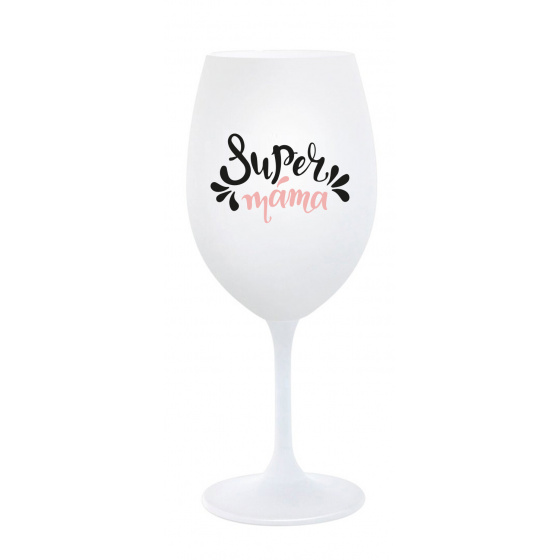 SUPER MÁMA (SPECIÁLNÍ EDICE) - bílá sklenice na víno 350 ml