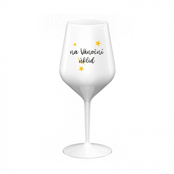 NA VÁNOČNÍ ÚKLID - bílá nerozbitná sklenice na víno 470 ml