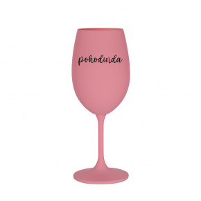 POHODINDA - růžová sklenice na víno 350 ml