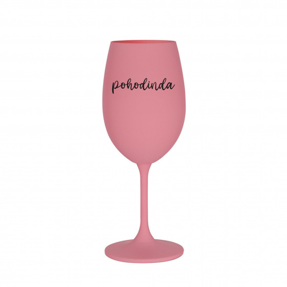 POHODINDA - růžová sklenice na víno 350 ml