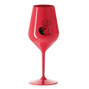 69 - červená nerozbitná sklenice na víno 470 ml