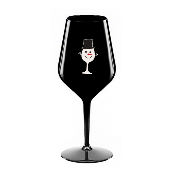 SNĚHULÁČEK - černá nerozbitná sklenice na víno 470 ml