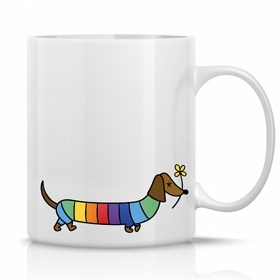 JEZEVČÍK - klasický bílý keramický hrníček 300 ml