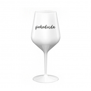 POHODINDA - bílá nerozbitná sklenice na víno 470 ml