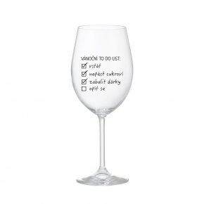 VÁNOČNÍ TODO LIST - čirá sklenice na víno 350 ml