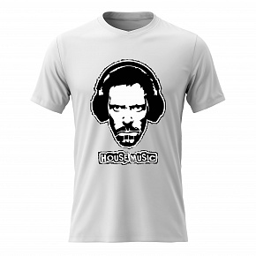 Pánské bavlněné tričko s potiskem - DR. HOUSE - bílé