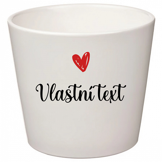 Bílý keramický květináč s vlastním textem - velký 