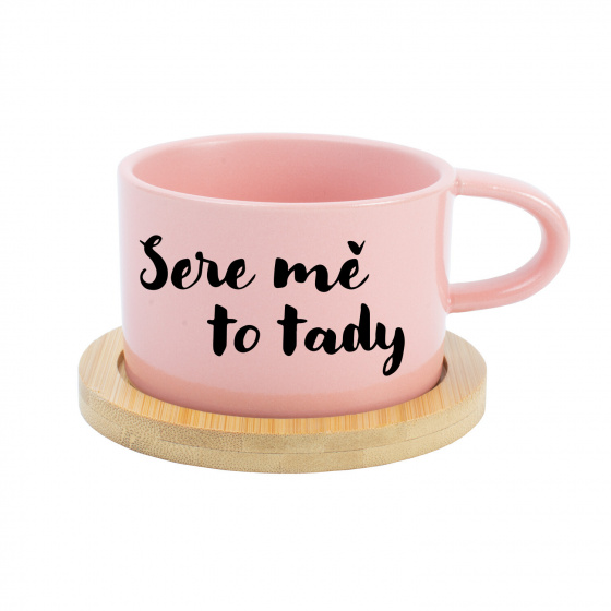 SERE MĚ TO TADY - růžový hrníček makronka 200 ml