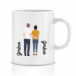 Personalizovaný klasický bílý keramický hrníček 300 ml s párem