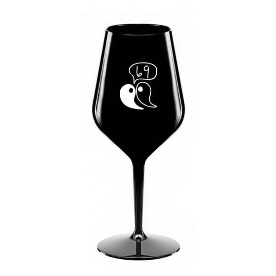 69 - černá nerozbitná sklenice na víno 470 ml