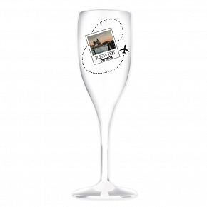 Personalizovaná nerozbitná prosecco sklenice s fotkou a cestovatelským motivem 