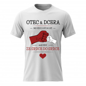 Pánské bavlněné tričko s potiskem - OTEC & DCERA - bílé