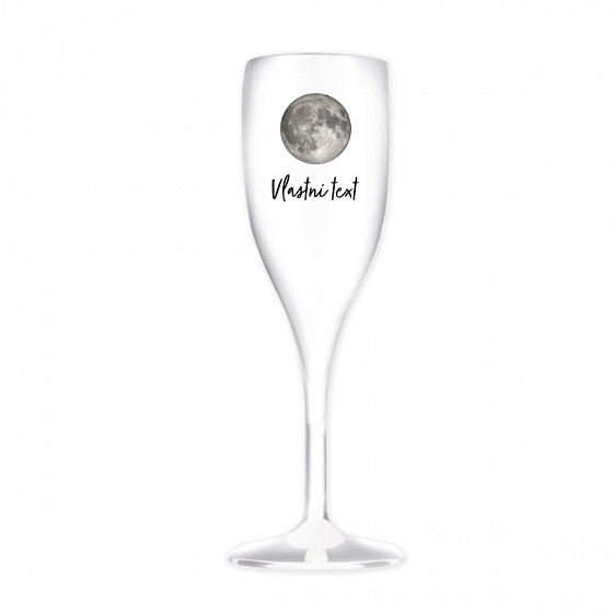 Personalizovaná nerozbitná prosecco sklenice s měsíční fází