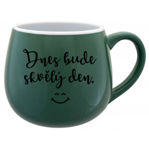 DNES BUDE SKVĚLÝ DEN. - zelený keramický hrníček 300 ml