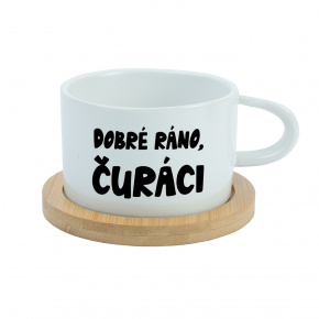 DOBRÉ RÁNO, ČURÁCI - bílý hrníček makronka 200 ml
