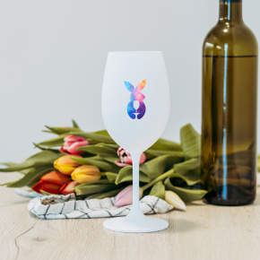 ZAJÍČEK  - bílá sklenice na víno 350 ml