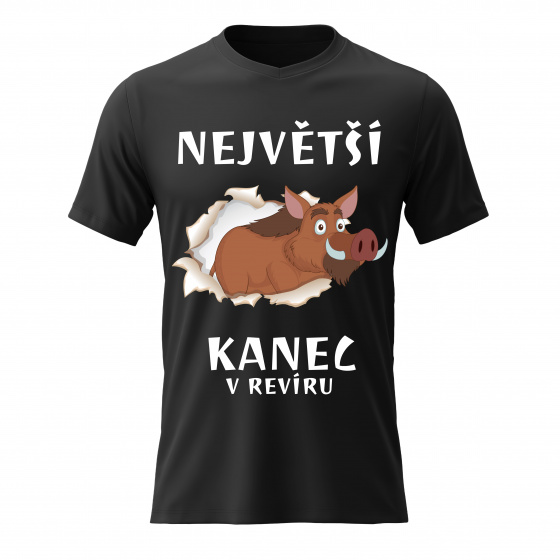 Pánské bavlněné tričko s potiskem - NEJVĚTŠÍ KANEC - černé 