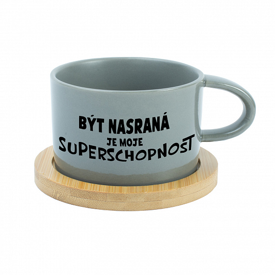 BÝT NASRANÁ JE MOJE SUPERSCHOPNOST - šedý hrníček makronka 200 ml