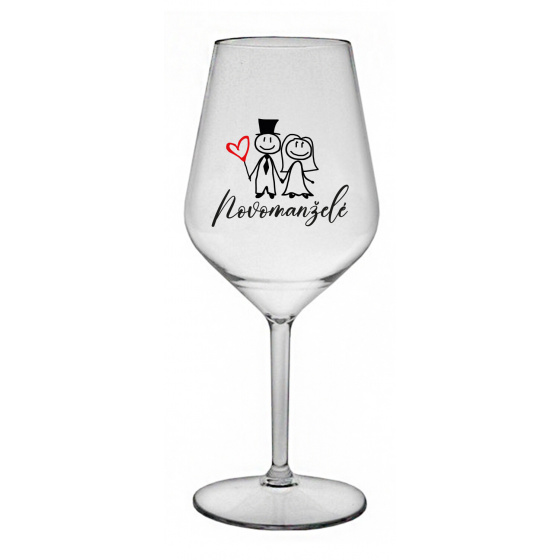 NOVOMANŽELÉ - čirá nerozbitná sklenice na víno 470 ml
