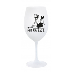 NERUŠŠŠ - bílá sklenice na víno 350 ml