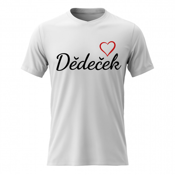 Pánské bavlněné tričko s potiskem - DĚDEČEK - bílé