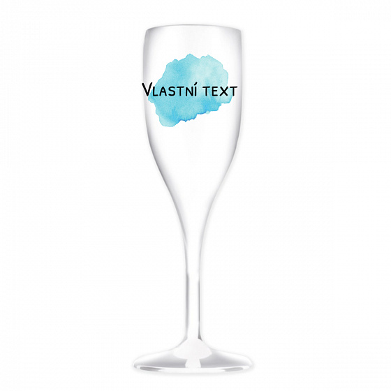 Personalizovaná nerozbitná prosecco sklenice s barevnou skvrnou