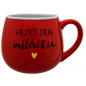 HEZKÝ DEN MILÁČKU - červený keramický hrníček 300 ml