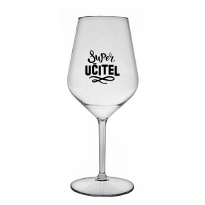 SUPER UČITEL - čirá nerozbitná sklenice na víno 470 ml 