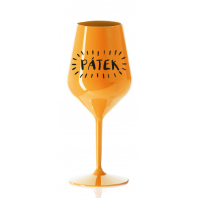 PÁTEK - oranžová nerozbitná sklenice na víno 470 ml