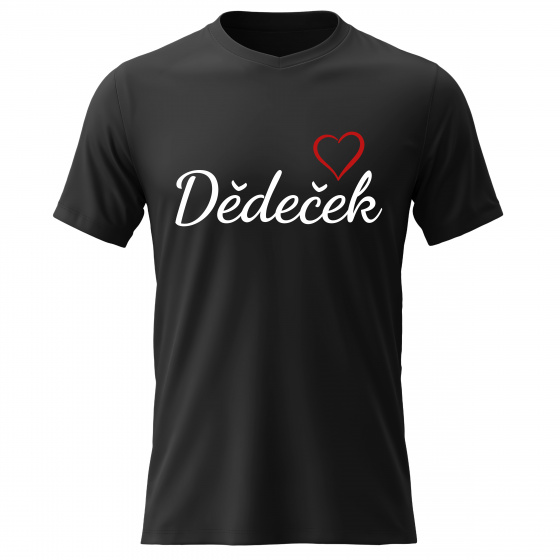 Pánské bavlněné tričko s potiskem - DĚDEČEK - černé
