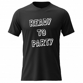 Dámské bavlněné tričko s potiskem - READY TO PARTY - černé