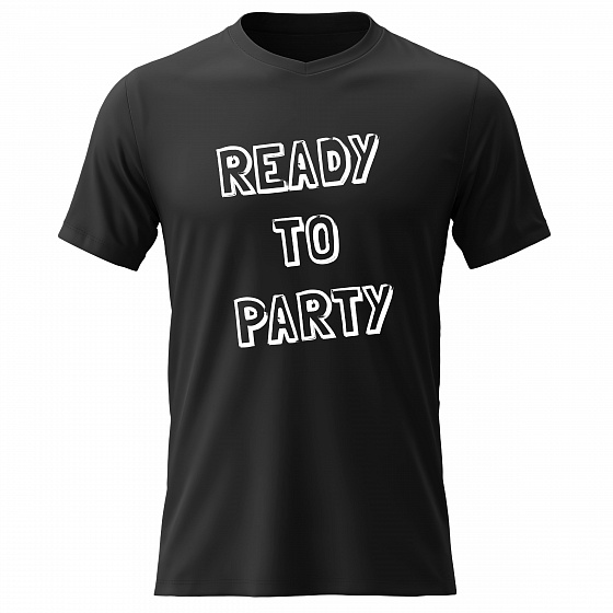 Dámské bavlněné tričko s potiskem - READY TO PARTY - černé