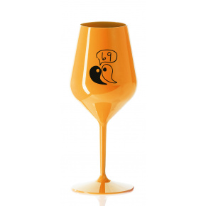 69 - oranžová nerozbitná sklenice na víno 470 ml