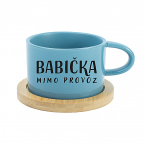 BABIČKA MIMO PROVOZ - modrý hrníček makronka 200 ml BABIČKA MIMO PROVOZ - modrý hrníček makronka 200 ml