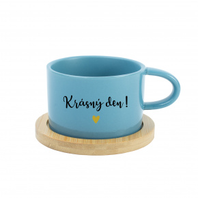 KRÁSNÝ DEN! - modrý hrníček makronka 200 ml