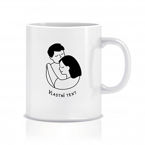 Personalizovaný klasický bílý hrníček 300 ml - pár v objetí 