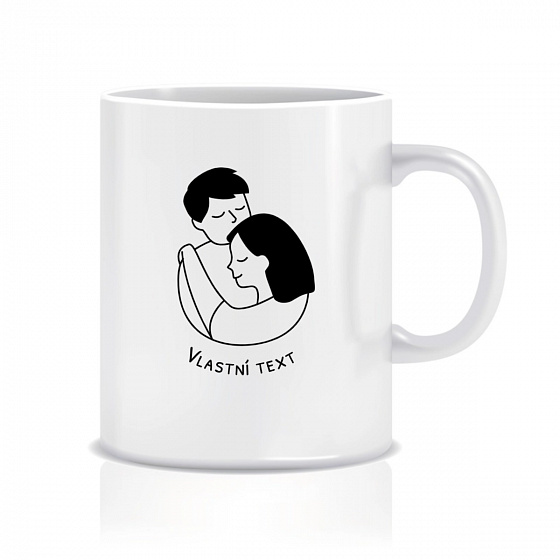 Personalizovaný klasický bílý hrníček 300 ml - pár v objetí 