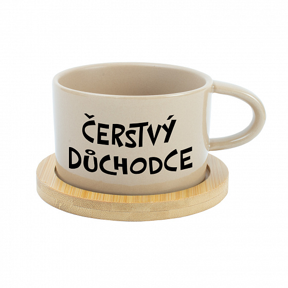 ČERSTVÝ DŮCHODCE - krémový hrníček makronka 200 ml