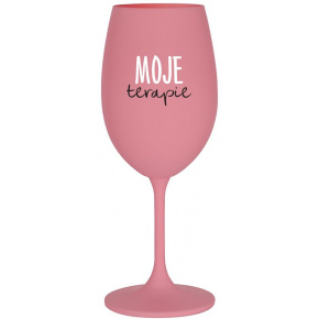 MOJE TERAPIE - růžová sklenice na víno 350 ml
